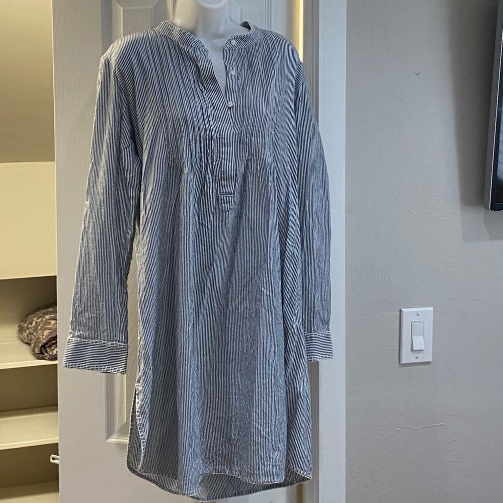 Rose and Rose Blue & White Striped Dress L